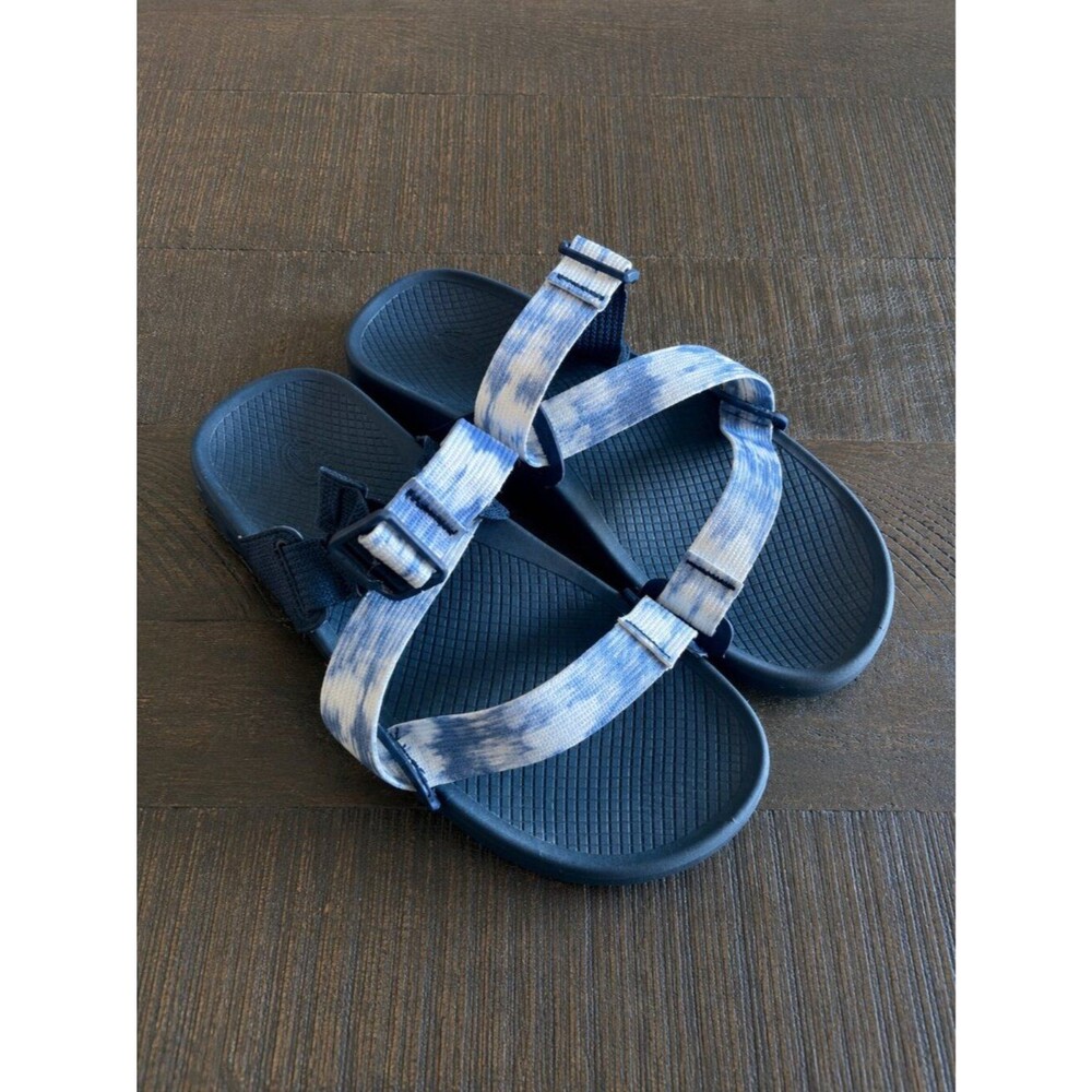 Chaco Lowdown Slide Sandals Mens 9 Blue Gray Tie Dye Outdoor Comfort